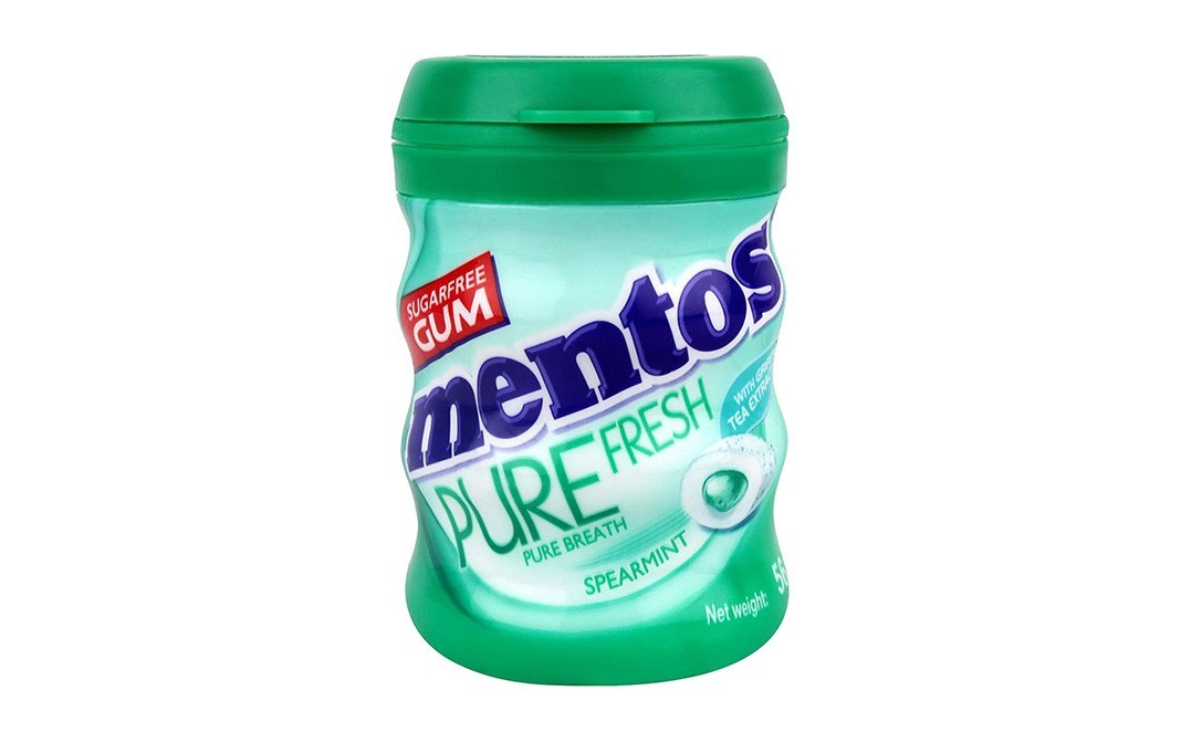 Mentos Pure Fresh Spearmint, Sugarfree Gum   Bottle  54.6 grams